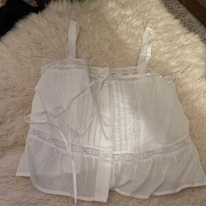 American Eagle Outfitters White Lace Detail Top